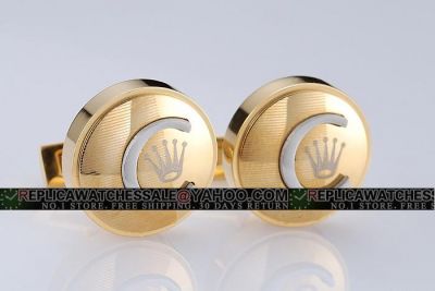 Rolex Classic Round Yellow Gold Cufflinks With Crown For Men Free Delivery 