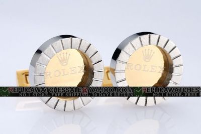 Classic Rolex Round Yellow Gold  Cufflinks Replica For Business Men Online Sale