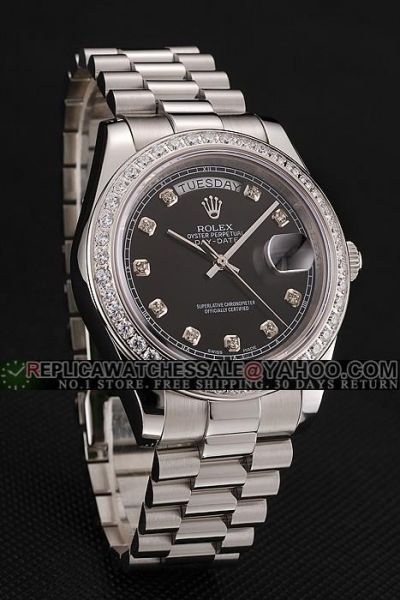 Rolex Day-date Silvery Case Diamond  Hour Marker  Swiss Couple Vintege Watch  2019 Ref.118346