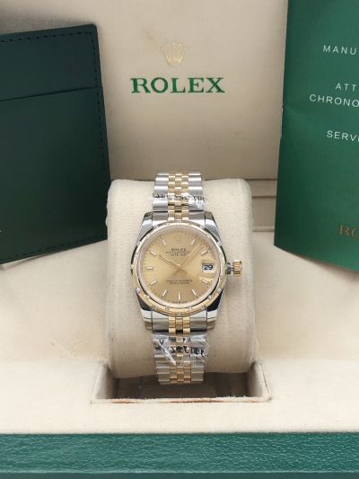 Unique Style Rolex Datejust 31 Golden Face Baton Marker Diamonds Domed Bezel Two-tone Jubilee Bracelet Ladies Watch 278343RBR