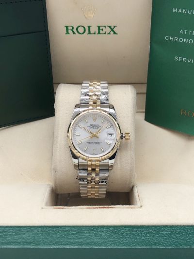 2021 Best Rolex Datejust 31MM Silver Dial Sticks Marker Two-tone Jubilee Bracelet Womens Domed Bezel Diamonds Watch