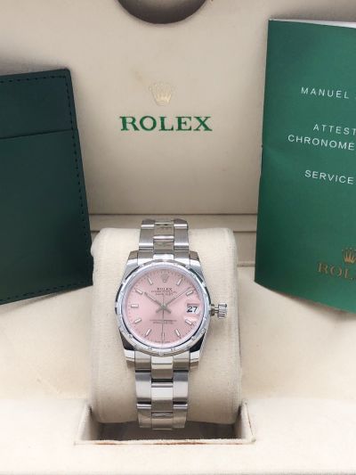 Celebrity Same Rolex Datejust Pink Face Diamonds Domed Bezel Women Stainless Steel Oyster Perpetual Faux Watch
