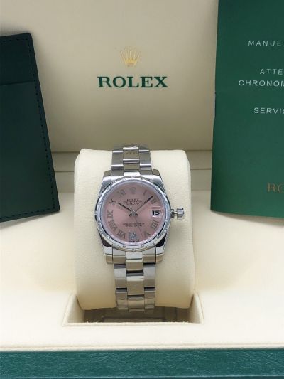 Best Rolex Datejust 31 Pink Face Roman Marker Domed Bezel Lady Oystersteel White Gold Fake Date Watch  278344RBR
