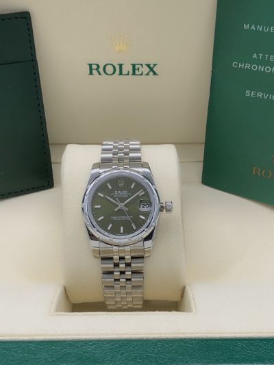 Simple Design Rolex Datejust 31 Mint Green Dial Baton Markers 24 Diamonds Bezel Lady Stainless Steel Date Watch Online 