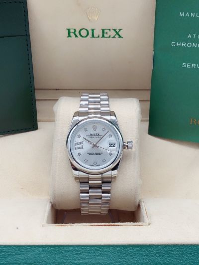 2021 Popular Rolex Datejust Silver Face Start Shaped Diamonds Marlers Women 31MM White Gold Watch 