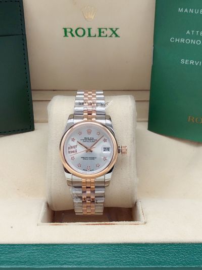 Best Price Rolex Datejust 31 Rose Gold Bezel Start Markers Two-tone Jubilee Bracelet Faux Watch For Ladies  