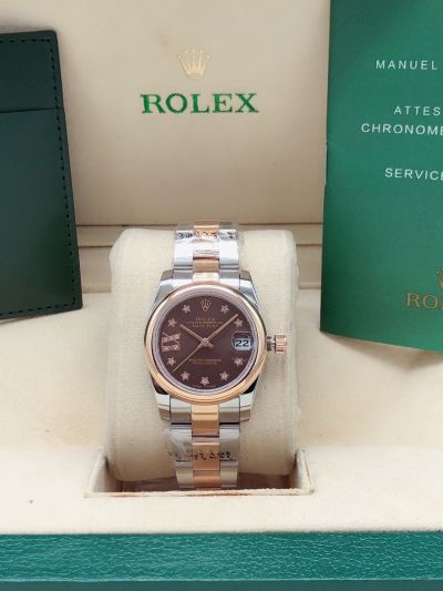 2021 New Rolex Datejust 31 Bi-color Bracelet Diamonds Start Index Women Brown Face Stainless Steel Watch Replica