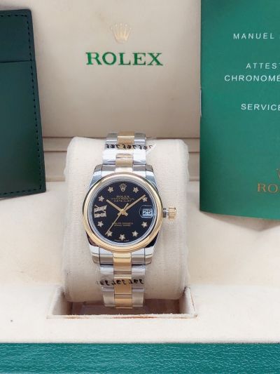 Rolex Best Datejust Roman & Start Scales Yellow Gold Plated Bezel Women Two-tone Jubille Diamonds Watch 