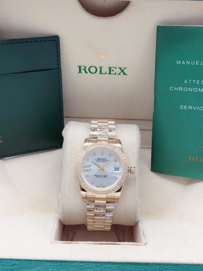 2021 Latest Rolex Datejust 31 Silver Dial President Bracelet Women Yellow Gold Diamonds Watch Online