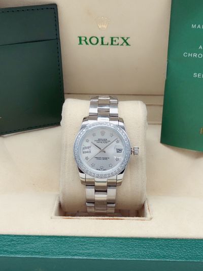 2021 Rolex Datejust Star Motif Markers Oyster Steel Bracelet Women Silver Dial Diamonds Watch Replica