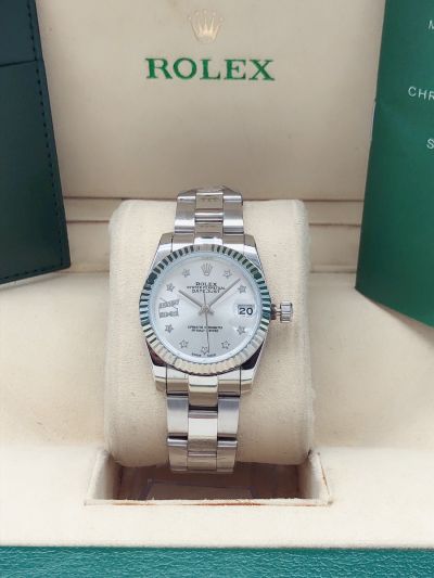 Replica 2021 Popular Rolex Datejust 31MM Silver Dial Star/Roman/Diamonds Design Markers 316 SS Lady Watch