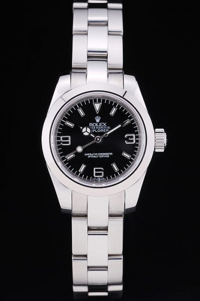 Hot Selling Rolex Explorer Arabic/Stick Scale Black Face Smooth Bezel Womens Stainless Steel 36MM Swiss Watch