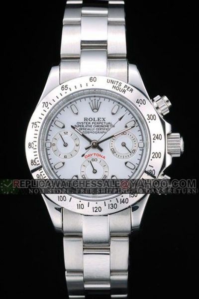 AAA Quality Rolex Daytona White Dial White Dial Tachymeter Bezel Females SS Chronograph Watch For Sale