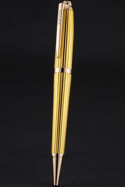 Rolex Luxury Yellow Gold Body With Rose Gold Rimmed Ballpoint Pen Rotary Style For Men 