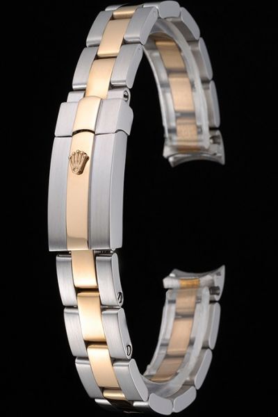 AAA Quality Rolex Plated Rose Gold And Stainless Steel Link Bracelet For Shop