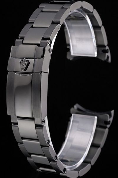 Luxurious Knock-off Rolex Stainless Steel Black Watches Bracelet With Fold Over Clasp 