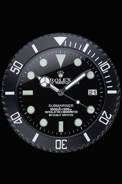 Rolex Round Shape Submariner Quartz Movement Black Wall Clock Online Sale