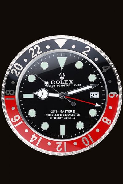 Round Rolex GMT Master II Black And Red Ceramic Bezel Wall Clock High Quality For Sale