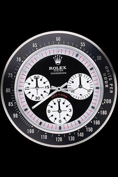 Best Value Imitated Rolex Round Daytona Black-Silver Face Wall Clock For Sale