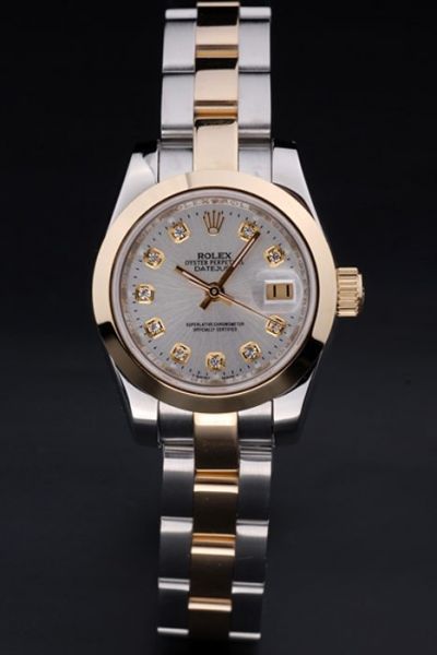 Rolex Ladies Datejust Yellow Gold Bezel Diamond Index Automatic Movement Knock-off Watch