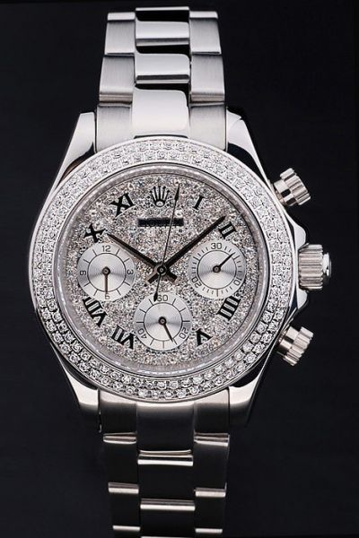 Rolex Daytona Full-set Diamonds Face & Bezel Roman Marker Females Stainless Steel 40mm Chronograph Wedding Watch