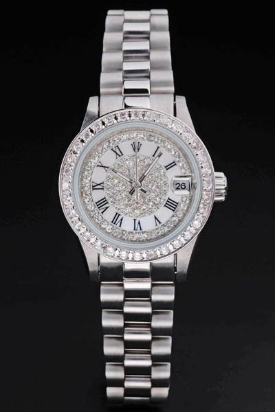 Girls’ Rolex Datejust Steel Wristband Diamond-pave Bezel&face Roman Numeral Party Watch