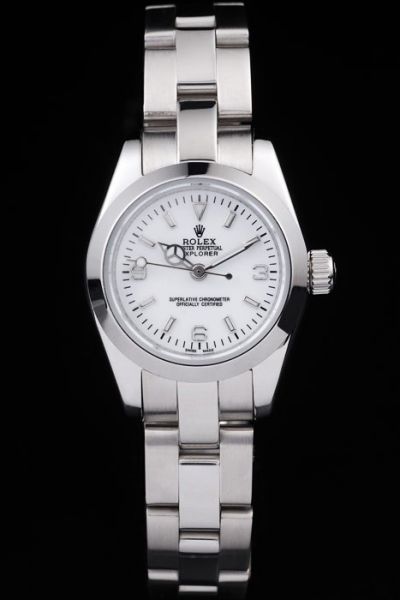 Rolex Explorer White Dial Stainless Steel Case & Bracelet Silver Arabic/Baton Marker Ladies 36mm Automatic Watch