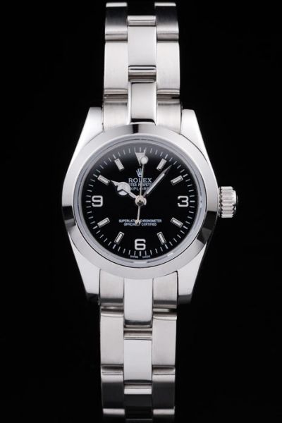 Good Reviews Rolex Explorer Black Dial Smooth Bezel 36MM Womens Stainless Steel Automatic Watch Replica  Ref.114270