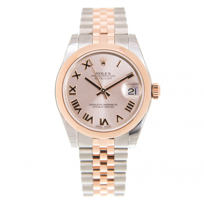 Rose Sweet Design Datejust 31 Pink Face Roman Markers Jubilee Bracelet Two-tone Watch For Ladies