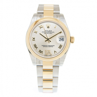 Classic Rolex Datejust 31VI Diamonds Silver Dial Ladies Stainless Steel Smooth Bezel Oystersteel Watch Yellow Gold