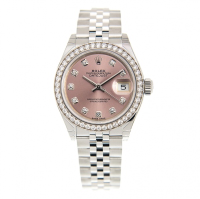 Cheapest Rolex Datejust 28MM Pink Face Diamonds Index & Bezel Jubilee Bracelet Ladies SS Date Watch  