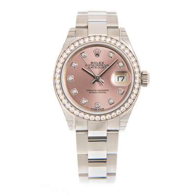 2021 Best Rolex Datejust 28MM Diamonds Bezel Pink Dial Oyster Bracelet Women Stainless Stainless Watch UK