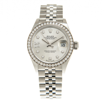 High Quality Rolex Datejust 28 Star Shaped Diamonds Markers Silver Face Female Stainless Steel Automatic Watch Replica