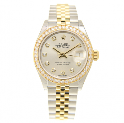 Fashion Rolex Datejust 28 SS & Yellow Gold Two-tone Jubilee Bracelet Silver Dial Female Diamonds Watch USA