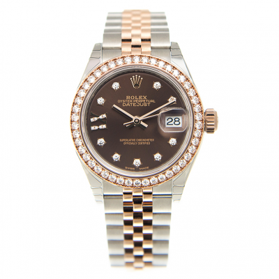 High Quality Rolex Datejust 28MM Brown Dial Two-tone Jubilee Bracelet Women Diamonds Automatic Watch