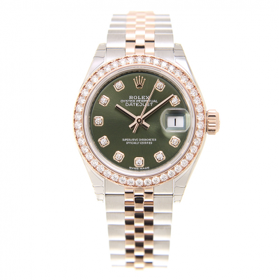 2021 Top Sale Rolex Datejust 28 Dark Green Dial Diamonds Index/Bezel Women Two-tone Automatic Watch Replica 