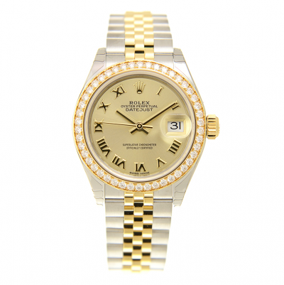 Rolex Datejust 28 Classic Diamonds Bezel Yellow Gold Dial Women Jubilee Bracelet Two-tone Date Watch  279383RBR