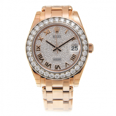 Best Price Rolex Datejust 34MM Crystal Bezel Diamonds Dial Lady Roman Markers Rose Gold Date Watch Online
