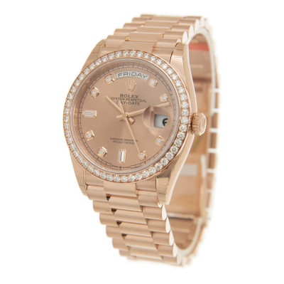 Hot Selling Rolex Day-date 36MM Case Date Window Diamonds Bezel & Index Female 18 CT Everose Gold Automatic Watch 128345RBR