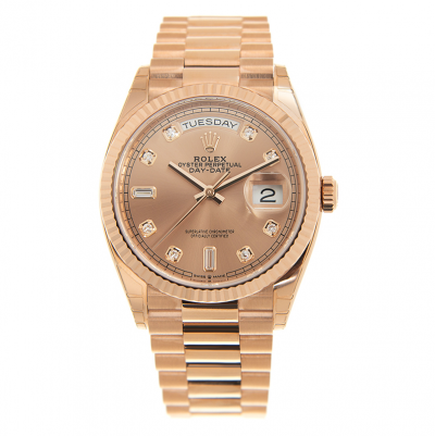 Fashion Rolex Day-date Gold Dial Diamonds Markers President Bracelet Women Rose Gold Automatic Watch Replica