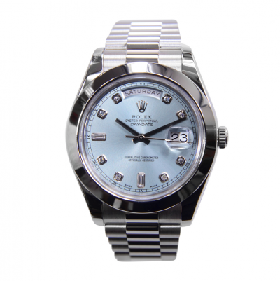 High Quality Rolex Day-date 36MM Luxury Diamonds Markers Light Blue Dial Women White Gold Automatic Watch