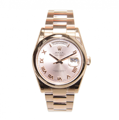 2021 Latest Rolex Day-date 18K Rose Gold Plated Light Pink Dial Roman Index Oyster Watch For Ladies Online 