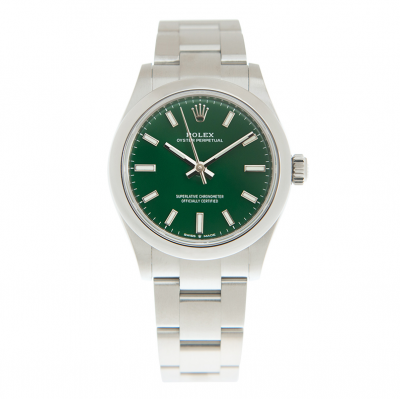 Fashion Rolex Oyster Perpetual 277200 Female Oystersteel Green Dial Luminous Stick Index SS 31MM Watch