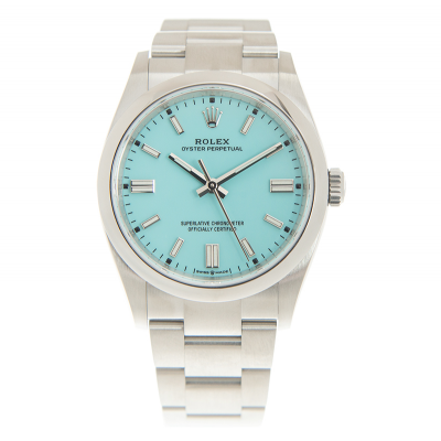 Rolex Oyster Perpetual 126000 High End Luminous Stick Markers Turquoise Blue Face 36MM Unisex SS Automatic Watch
