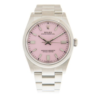 Rolex Oyster Perpetual Sweet Style Pink Dial 126000 Luminous Stick Markers Women Stainless Steel 36MM Watch