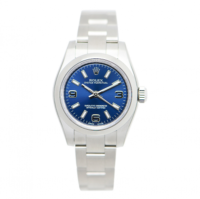 2021 New Rolex Oyster Perpetual Stainless Steel Stick & Arabic Markers Bright Blue Dial Lady 26MM Automatic Watch