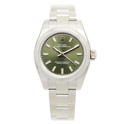 Fashion Rolex Oyster Perpetual 26MM Olive Green Dial Women White Gold Luminous Stick Markers Faux Watch Online