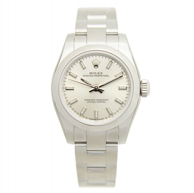 Celebrity Same Rolex Oyster Perpetual Silver Face Luminous Stick / Baton Markers 26mm White Gold Automatic Watch For Ladies 