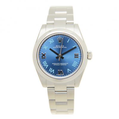 Hot Selling Rolex Oyster Perpetual Roman Scales See Blue Dial Women Stainless Steel Domed Bezel 31MM Wristwatch