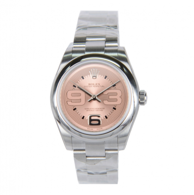 Best Selling Rolex Oyster Perpetual Pink Dial Concentric Circle Dial Big Arabic Scale Stainless Steel Ladies Watch 31MM